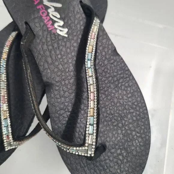 Skechers Shoes Womens 9 Yoga Foam Rhinestone Sandals Beach Resort Coastal Bling - Picture 6 of 7